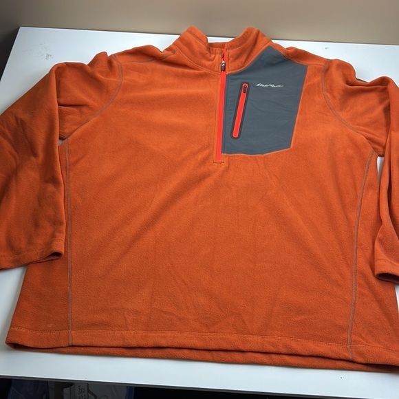 Men's Eddie Bauer burnt orange fleece  sweater - Picture 2 of 11